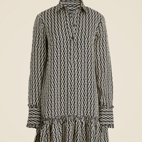J. Crew Amelia Popover Shirtdress – Chain Print | XS | NWT - Picture 1 of 3